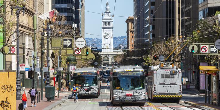 Busses on Market Street, San Francisco