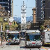 Busses on Market Street, San Francisco